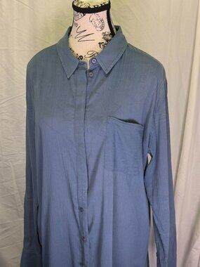 Treasure & Bond Blue Button Up Blouse Size Large Lightweight Cotton Top